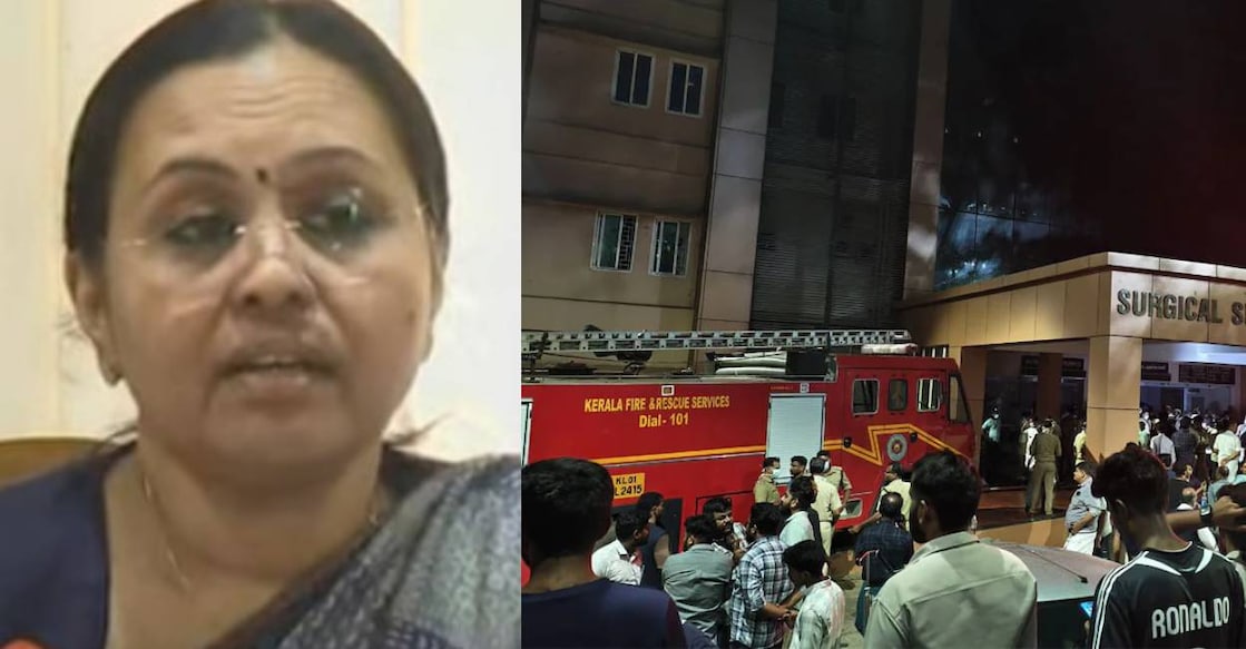 health-minister-mch-fire Health Minister Veena George addresses media in Kozhikode. Photo: Screengrab/ Manorama News