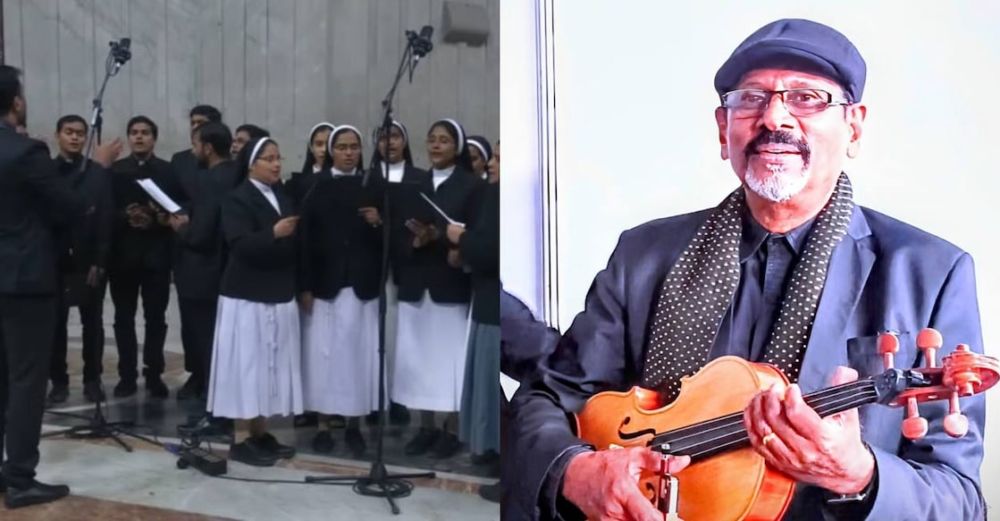 The choir performing the song during the Pope's mourning. (Photo: Screengrab/Vatican News), Mariadas, who wrote and composed the popular hymn 'Natha'. Photo: (Special arrangement.)