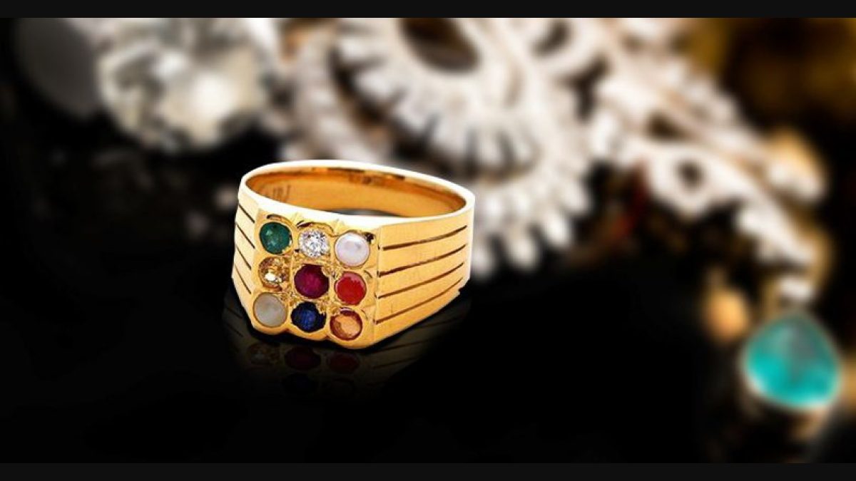 FOBHIYA Brass Gold Plated Unisex Navratna Ring, Spiritual Jewellery Navgrah  9 Gemstones For Men And Women, Made in India Best For Gifting (Free Size)  Metal Cat's Eye, Coral, Zircon, Ruby, Sapphire, Emerald,