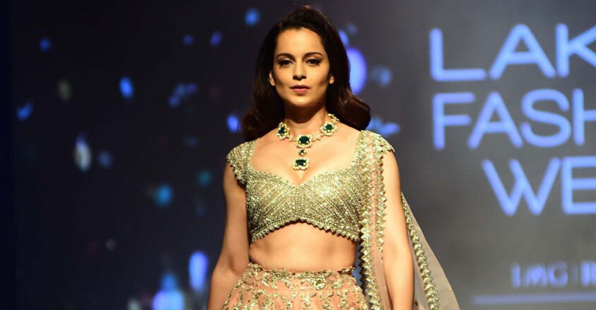 Kangana Ranaut dazzles at LFW in lehenga choli Actress Kangana Ranaut showcases fashion designer Anushree Reddy's creation during Lakme Fashion Week (LFW) Summer/Resort 2019 in Mumbai on Saturday. (Photo: IANS)