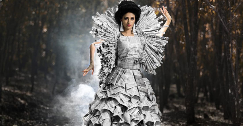 This designer gown made with newspaper is grabbing eyeballs
