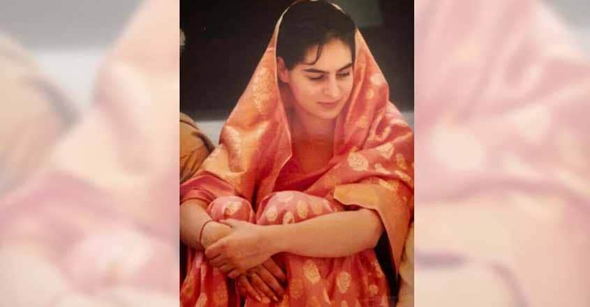 The #SareeTwitter trend that has been viral for the past couple of days got a huge boost on Wednesday after Congress General Secretary PriyankaGandhi Vadra shared a throwback picture from her wedding day. (Photo: Twitter/@priyankagandhi) The #SareeTwitter trend that has been viral for the past couple of days got a huge boost on Wednesday after Congress General Secretary PriyankaGandhi Vadra shared a throwback picture from her wedding day. (Photo: Twitter/@priyankagandhi)