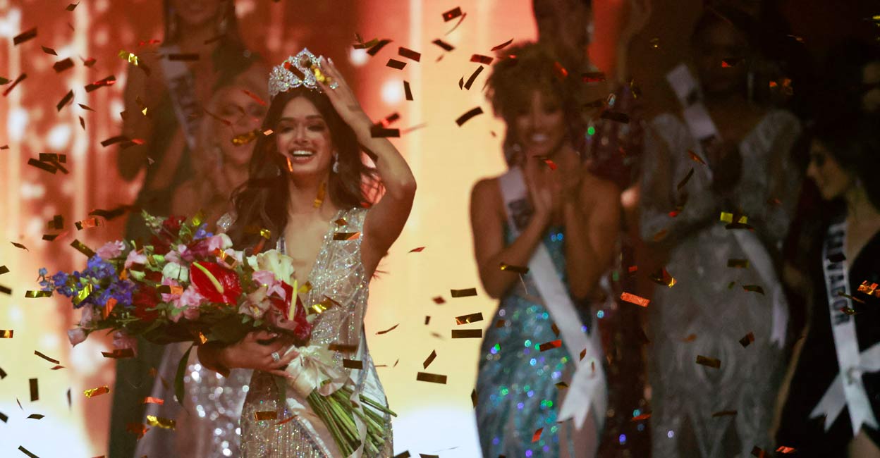ISRAEL-MISS UNIVERSE-PAGEANT Miss India, Harnaaz Sandhu, is crowned Miss Universe during the 70th Miss Universe beauty pageant in Israel. Photo: AFP/ Menahem KAHANA
