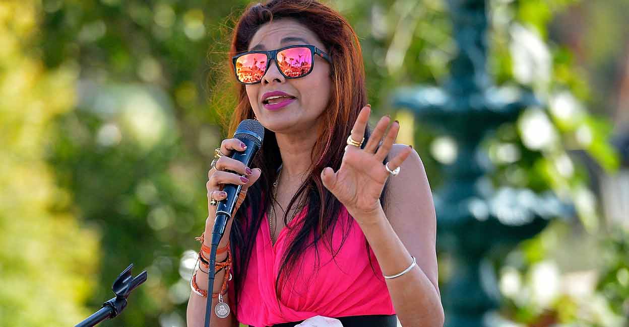 Sanjana Jon speaks at the International Innovators Forum at the Fight for Social Justice and Human Rights in Malibu, California. Photo: Charley Gallay/Getty/AFP/File