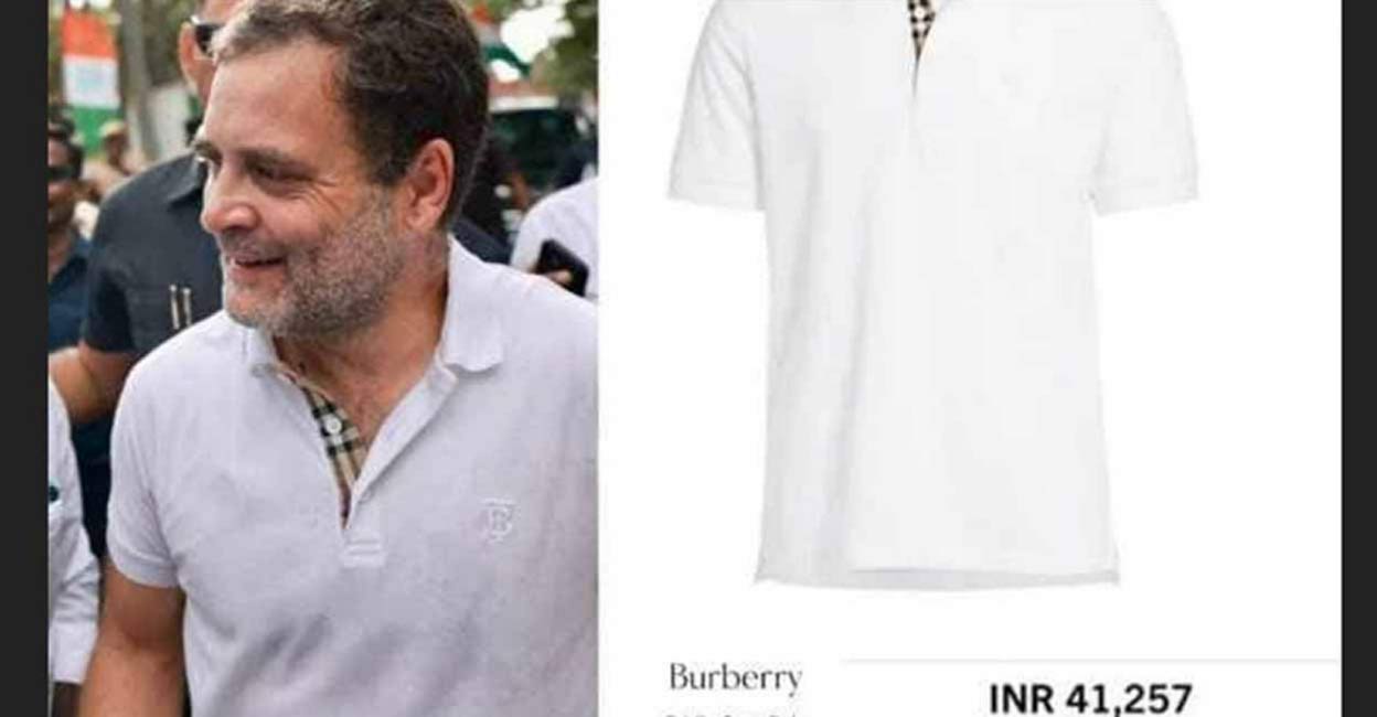 Rahul Gandhi-Burberry t-shirt Rahul Gandhi’s white Burberry t-shirt made headlines during his 'Bharath Jodo Yathra'.