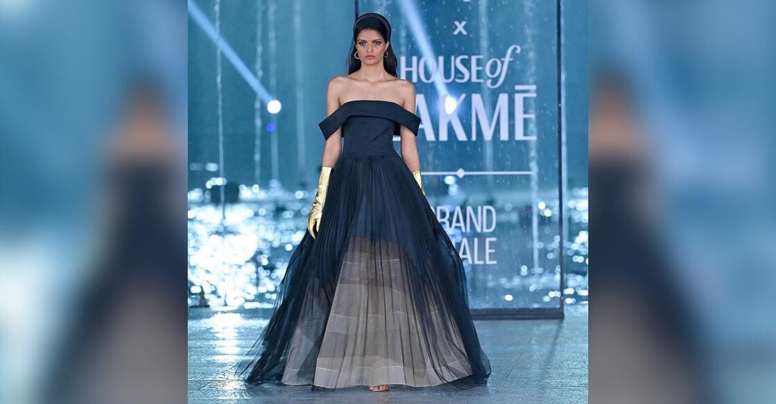 A model presenting apparel of New York-based designer Bibhu Mohapatra. Photo: Instagram/FDCI