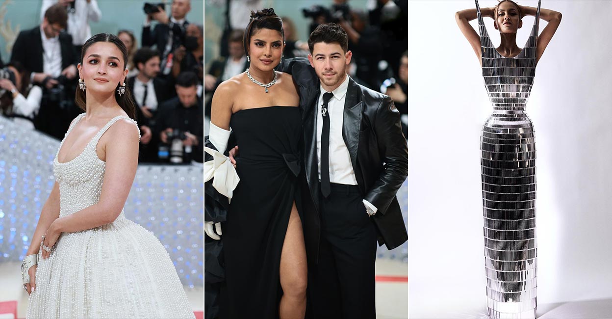 met-gala-2023 Alia Bhatt, Priyanka Chopra, Nick Jonas and Natasha Poonawalla. Photos: AFP and Instagram/ @natasha.poonawalla, @aliaabhatt