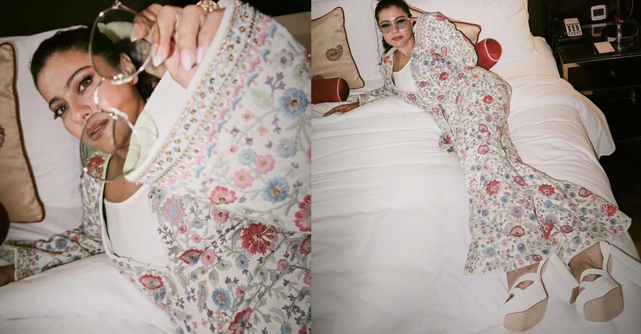 Actress Kajol looks stunning in zardosi silk pant suit. Image courtesy: instagram.com/kajol