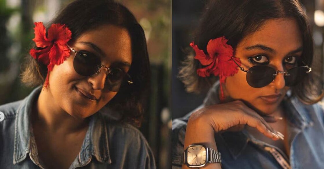 The actress shared the pictures with a hibiscus flower smiley. Photo: prayagamartin / Instagram