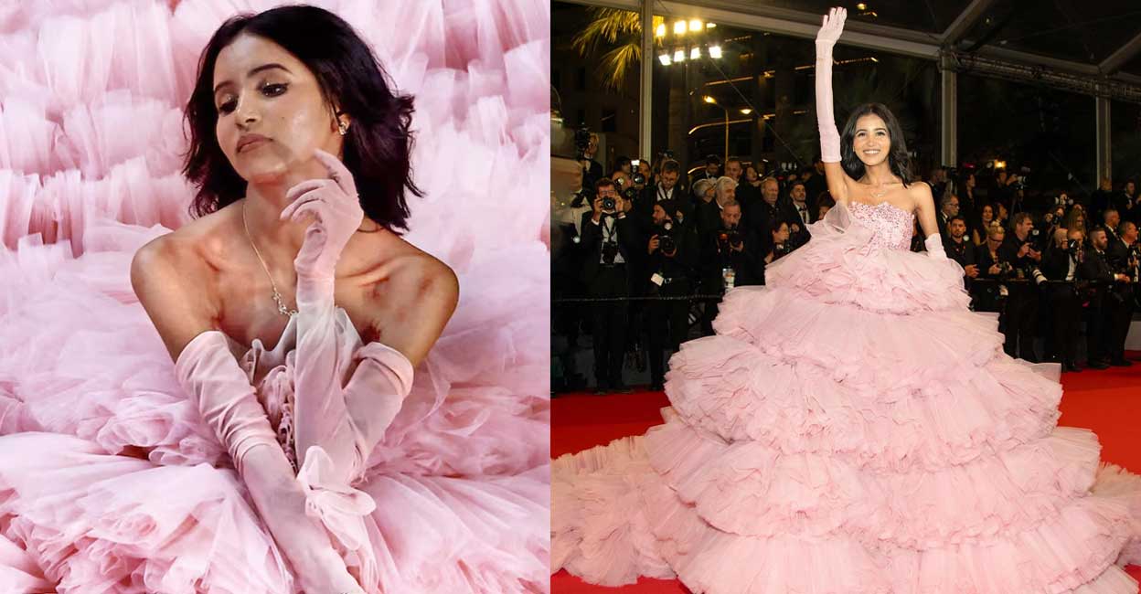 Nancy Tyagi appeared at Cannes red carpet in a pink gown created out of 1000 meters of fabric. Photo: instagram.com/nancytyagi___