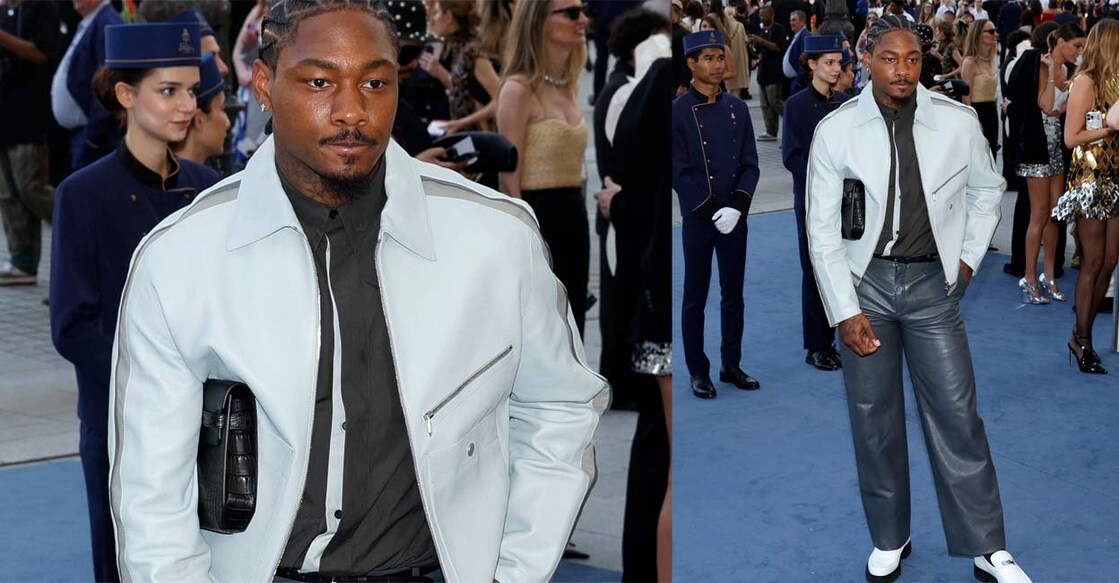 US football player Stefon Diggs Spring/Summer 2025 menswear ready to wear joint fashion show hosted by Vogue World as part of Paris Fashion Week at Place Vendome in Paris. Photo: Geoffroy VAN DER HASSELT / AFP