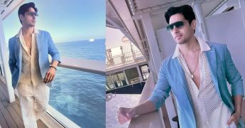Sidharth Malhotra's pastel blue blazer, beige mesh shirt take internet by storm