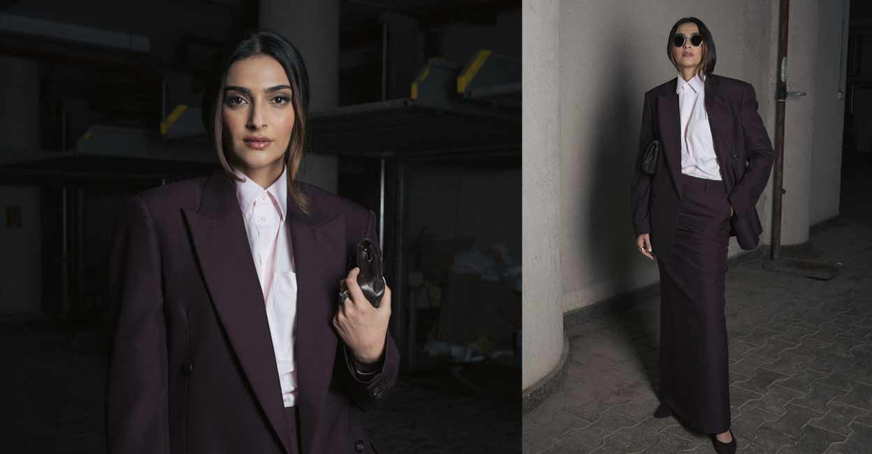 In the pictures shared on Instagram, Sonam Kapoor is seen wearing a powder pink shirt, paired with a blazer and long skirt. She completed her look with sunglasses. Photo: instagram.com/sonamkapoor