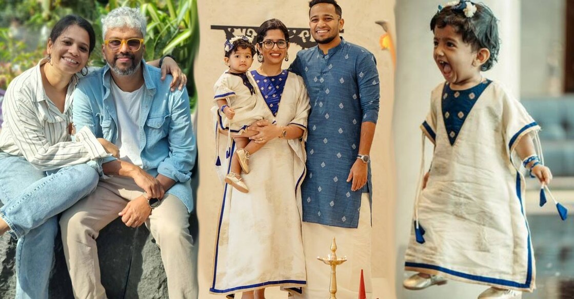 1) Aswathy and Vipin Das (Photo: Instagram/ vipindashb), 2) and 3) Basil Joseph, wife Elizabeth and daughter Hope (Photo: Instagram/ ibasiljoseph).

