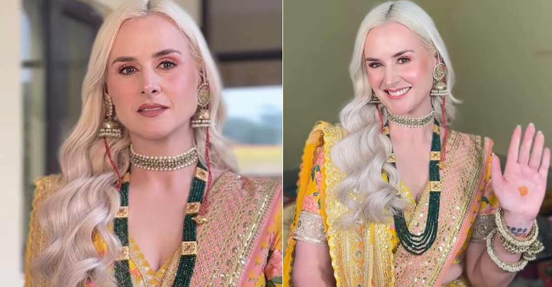 Paige Riley has styled traditional Kashmiri jewellery to match her outfit. Screengrab: instagram.com/sabihabeig