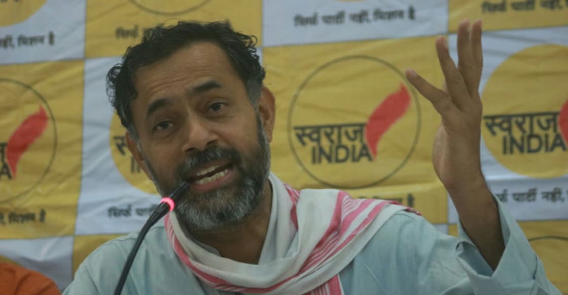 Book on Modi govt's 'anti-farmer policies' launched Swaraj India leader Yogendra Yadav. Photo: IANS