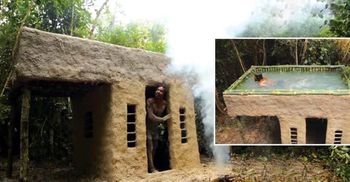 A mud house with swimming pool on the rooftop A mud house with swimming pool on the rooftop