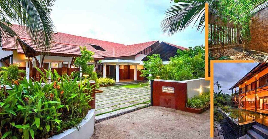 Laterite brick cladding has been used at several instances as an attractive designer element.