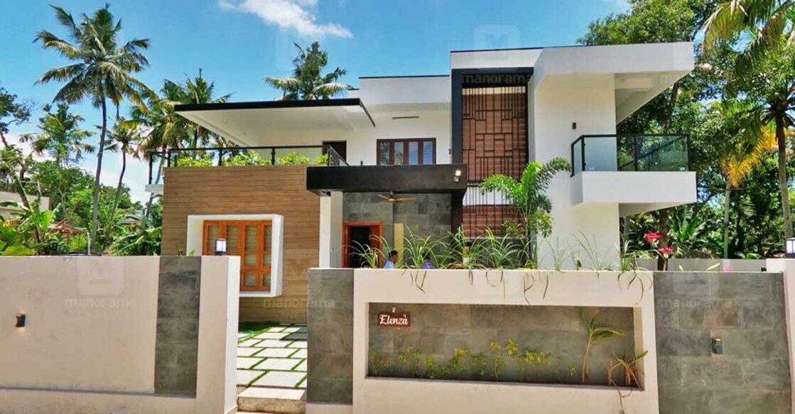 The house has a contemporary box-style elevation.