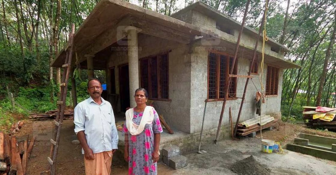 house-built-on-their-own From building the foundation to the cement proofing, everything was done by Vikraman (L) and Mani. Photo: Ajith