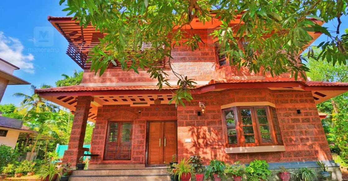 The walls of this house are made using high-quality laterite stones purchased from Kannur. 