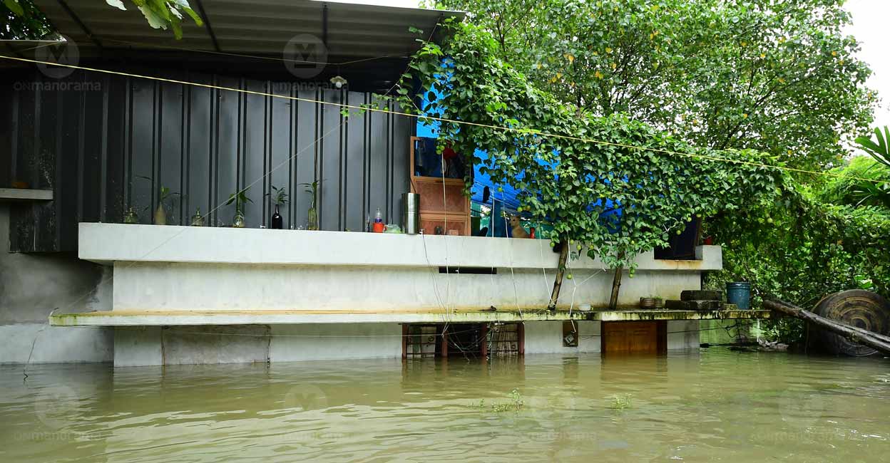 Drinking water, stove and gas cylinder should be moved upstairs from the ground floor kitchen. A flooded house in Kottayam in Kerala. Image used for representational purpose. Photo: Gibi Sam V P/Manorama