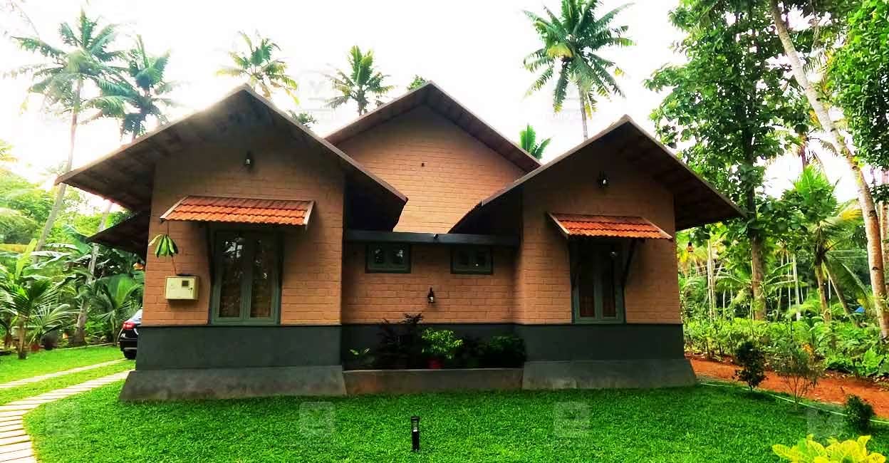 The front yard, lined with low-maintenance grass, adds charm to the house. Photo: Ajith