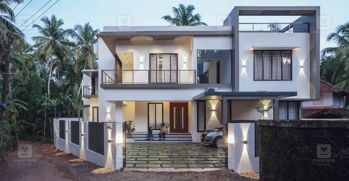 Featuring a contemporary 'box' elevation, the 3735-sq ft house showcases unique perspectives from its two road-facing sides. Photo: Special arrangement