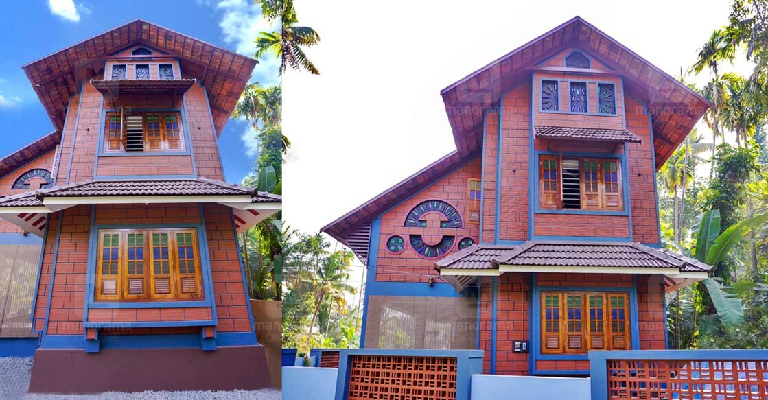 The walls of this house are built using Porotherm blocks that have holes inside them.