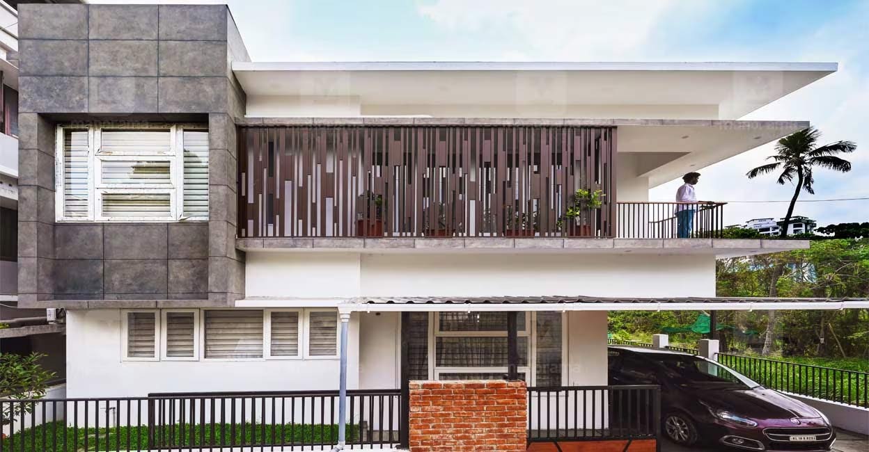 The elevation features the contemporary flat box style which rightly suits the smaller plot. Photo: Special arrangement