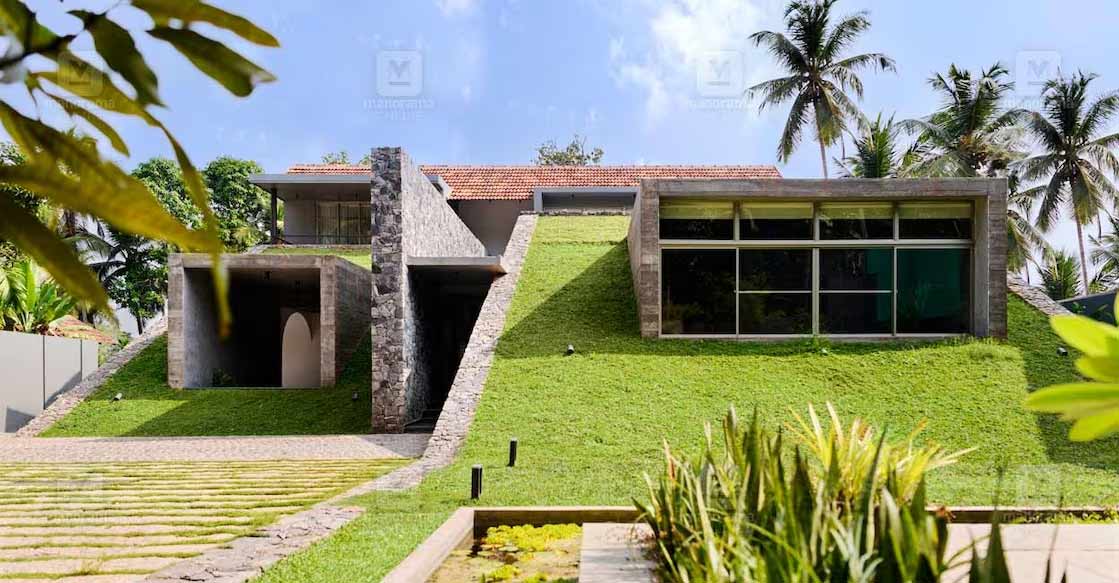 The slanting layout of the plot has been smartly incorporated into the design of the house. Photo: Special arrangement