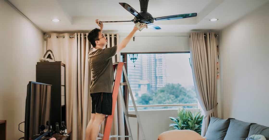 The dust particles and the cobweb fly around the house when the ceiling fans are dusted. Photo: Edwin Tan/istock.com