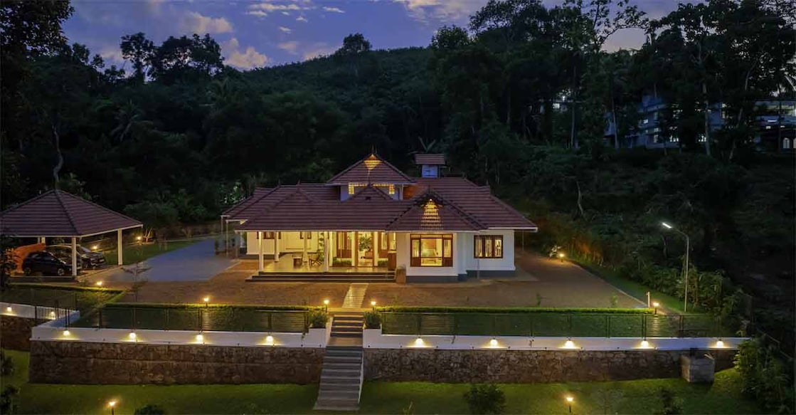 ettumanoor-house-main-c The multi-level sloped roof paved with traditional clay roofing tiles is the highlight of the elevation. Photo: Special arrangement