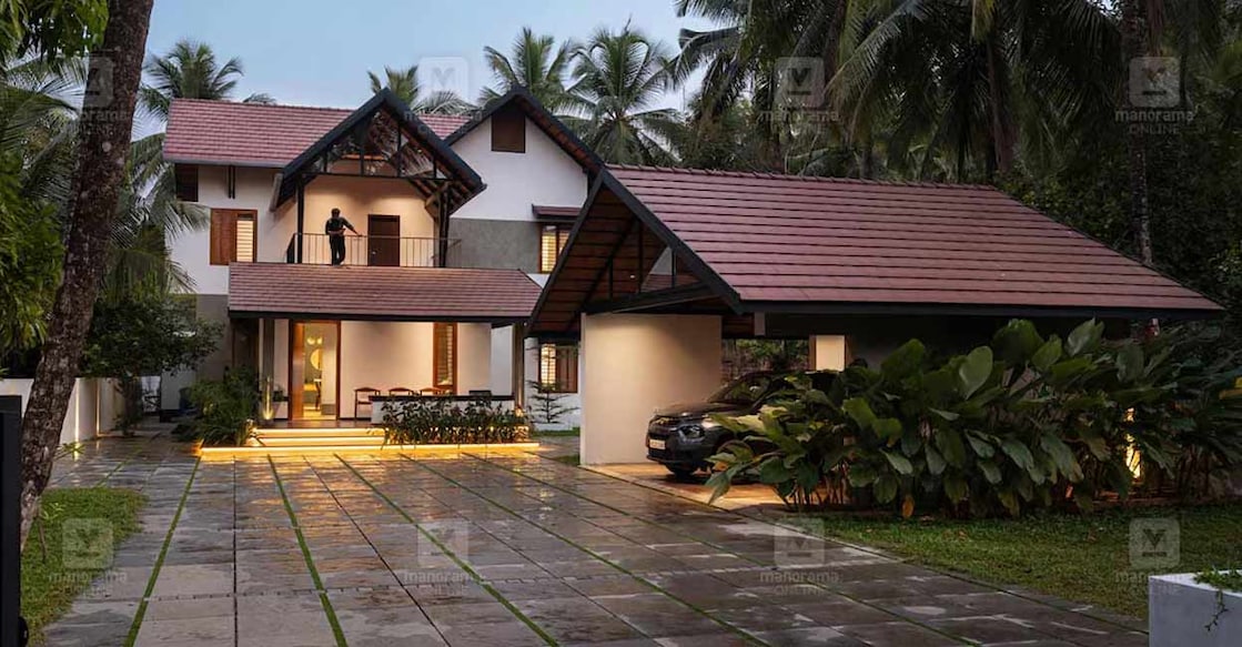 The structure has been built by leaving ample space in the front yard which is paved with classy tandoor stones and grass in alternate layers. Photo: Special arrangement