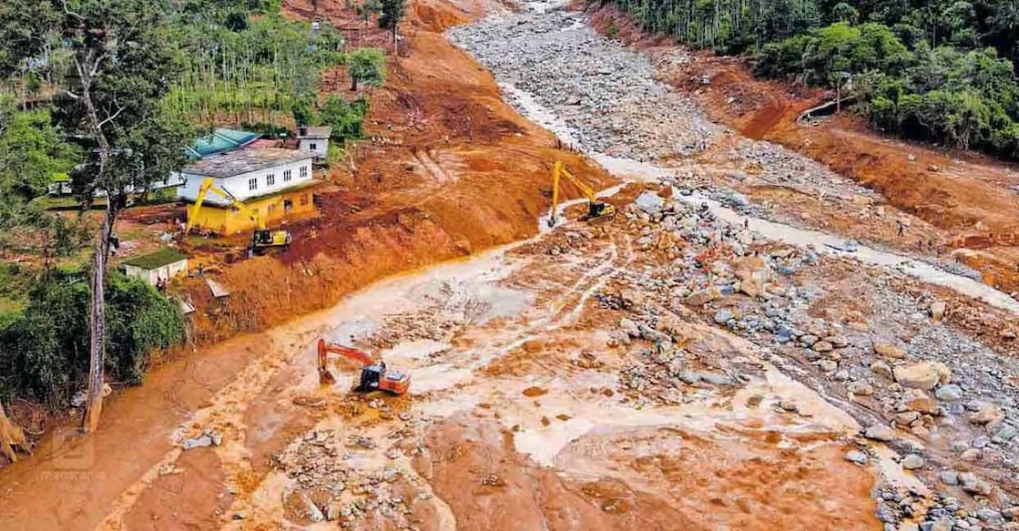 A file photo from the search operation in a landslide-hit area in Wayanad. Photo: Manorama