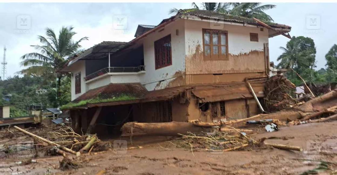 A house affected by landslides in Wayanad. Photo: Manorama