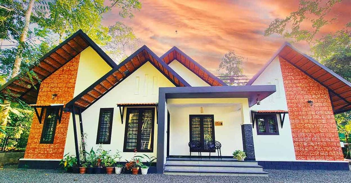 The house features a sloping roof with four levels of elevation. Photo: Special arrangement