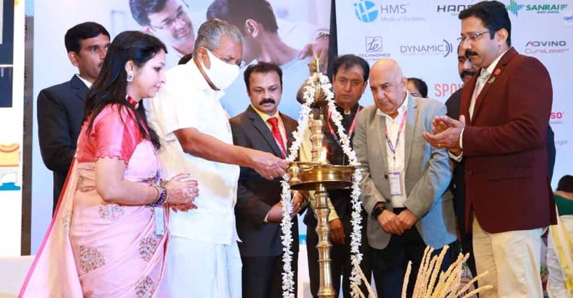 CM Pinarayi Vijayan inaugurates the second national conference of the IAP. (From left) Dr Ruchi Varshney, Dr Sreejith Nampoothiri, Dr. Sanjiv K. Jha, Prof. Dr. Ali Irani and Dr Jim Gopalakrishnan. Photo: Special arrangement