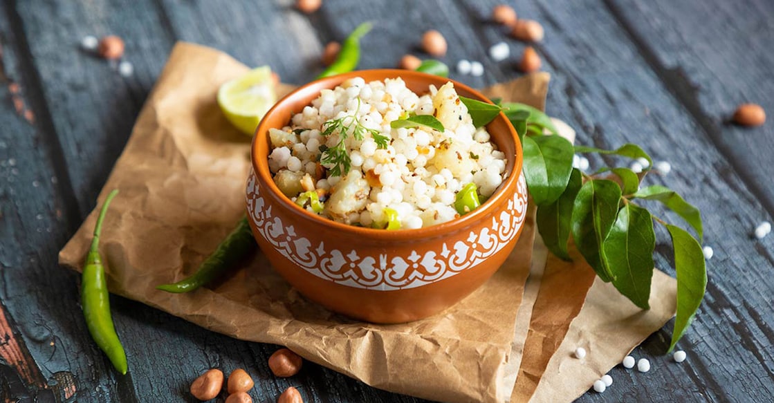 sabudana-kichdi Prepared using soaked tapioca pearls, aka sabudana, it's a classic Navaratri dish and an energy-boosting meal. Photo: Shutterstock/Camera Chemistry