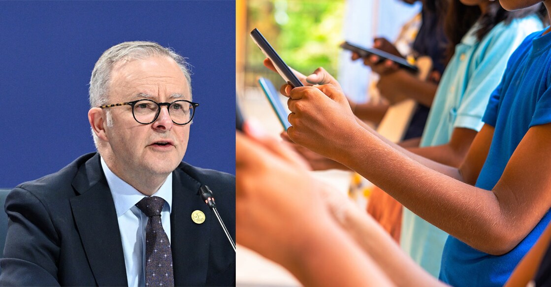 Australian PM Anthony Albanese (left). A survey by India-based online survey firm LocalCircles recently found that at least 66% of parents feel their children are addicted to social media platforms. Photo: Reuters/iStock