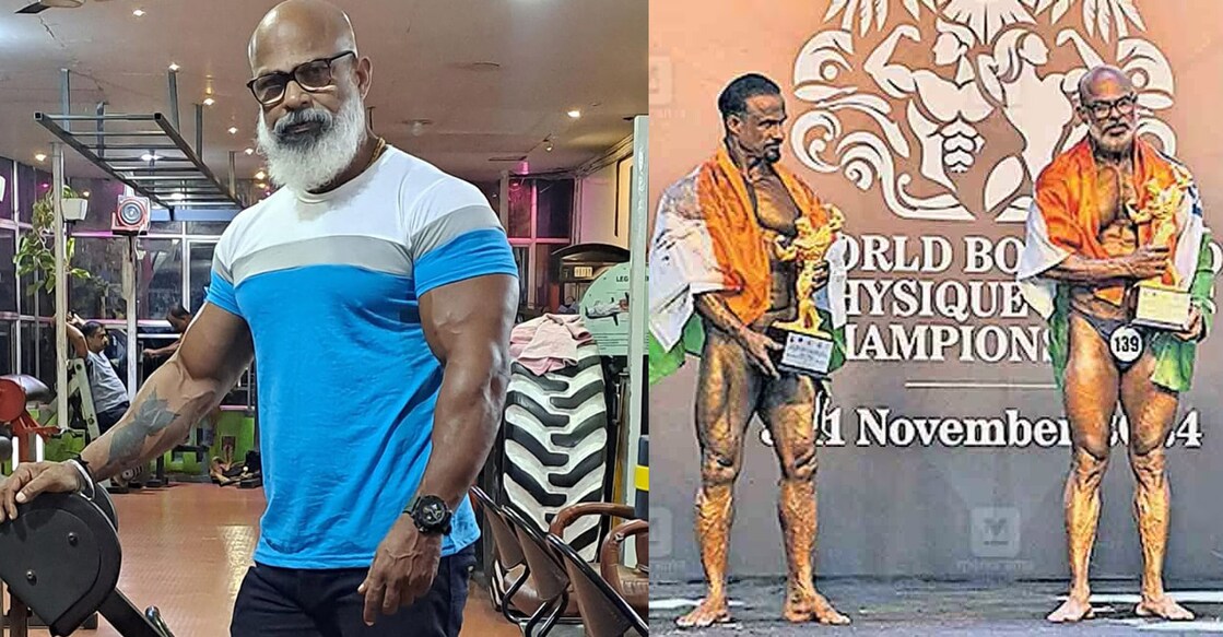 Suresh Kumar (left). Suresh Kumar at the World Bodybuilding and Physique Sports Championship. Photo: Special Arrangement