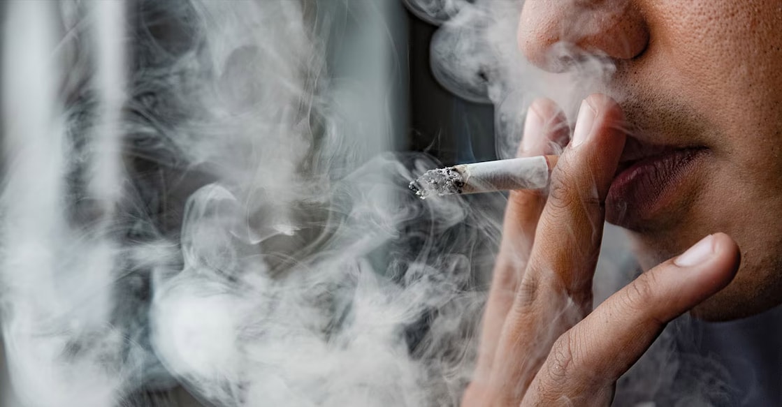 smoking-teeth The nicotine in tobacco reduces saliva production, which is essential for neutralising the acids in the mouth and removing the food particles. Photo: iStock/pattanasri