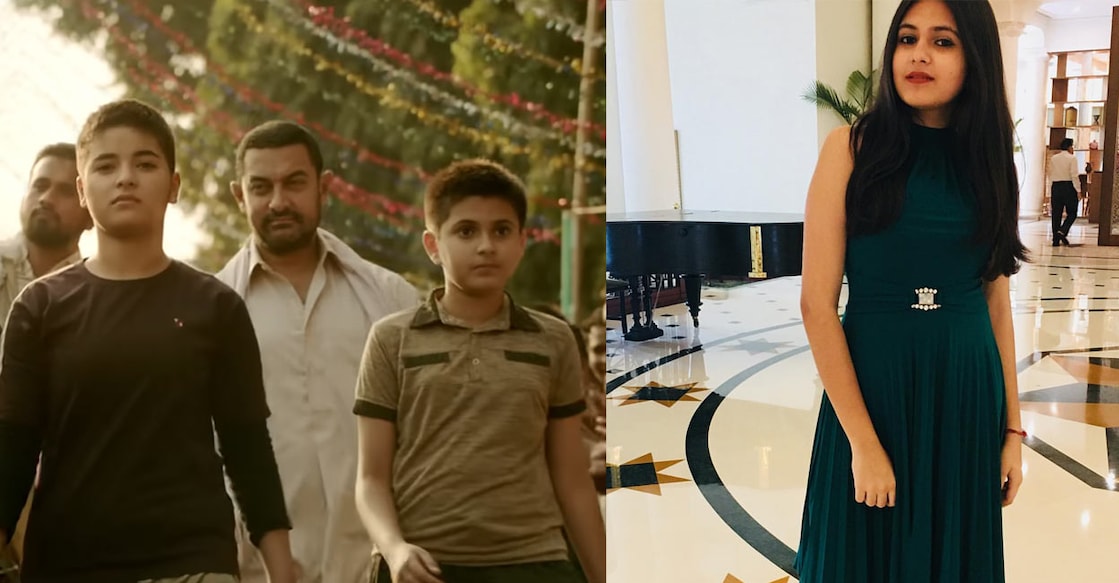 Suhani Bhatnagar (right) in Dangal, with Saira Wasim and Aamir Khan. Suhani Bhatnagar. Photo: Instagram/@bhatnagarsuhani