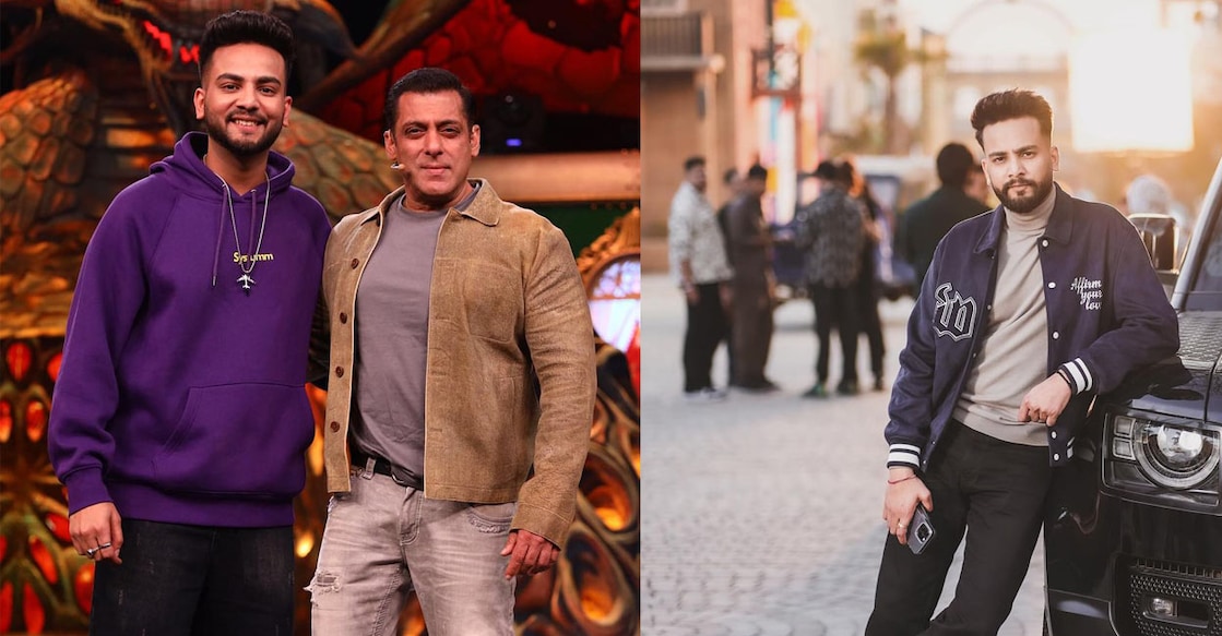 Elvish Yadav with Salman Khan on the Bigg Boss reality show (left); Elvish Yadav (right)