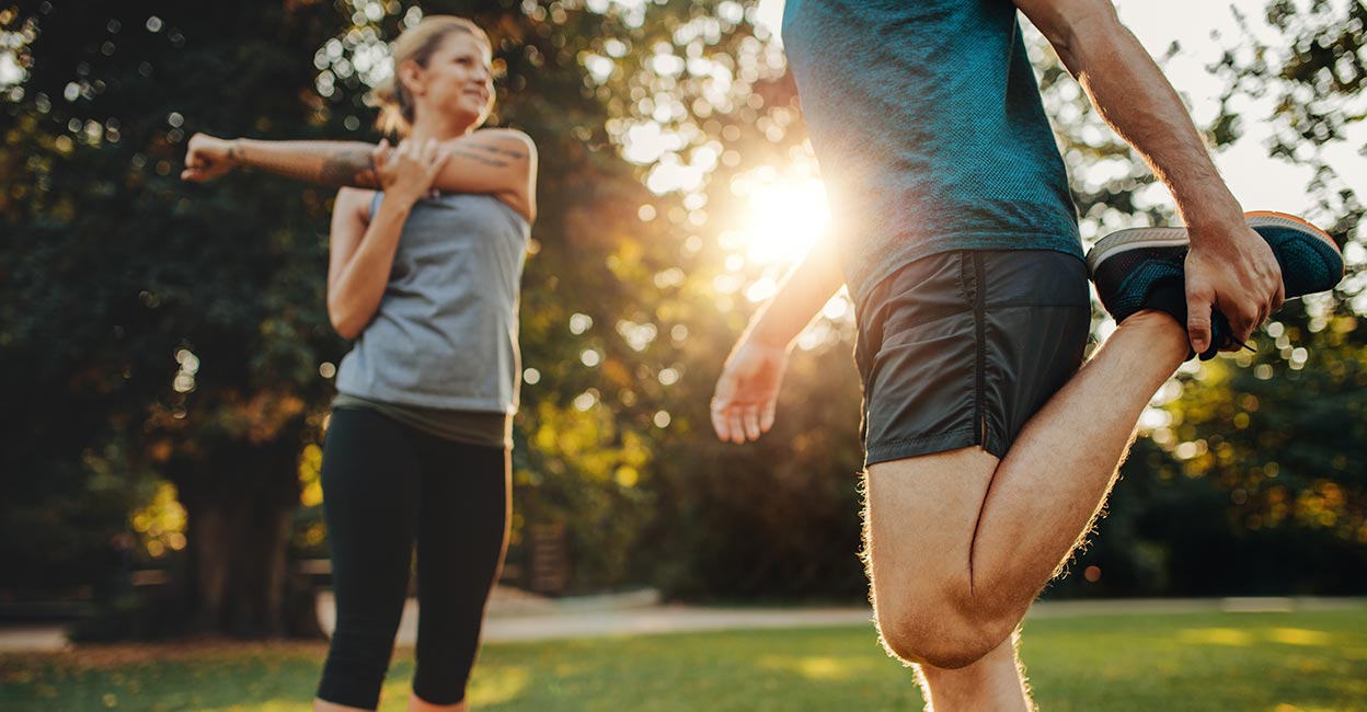 stretching It is important to stretch well before and after your exercise routines too. Photo: Shutterstock/Jacob Lund
