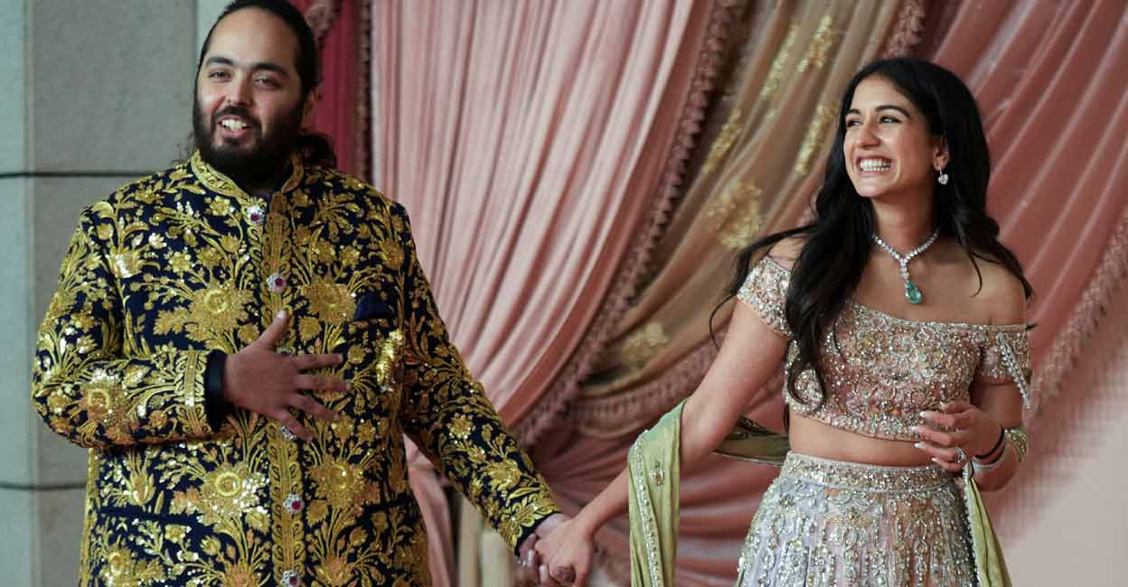 INDIA-AMBANI-WEDDING Anant Ambani and Radhika Merchant during their pre-wedding ceremony. Photo: Reuters