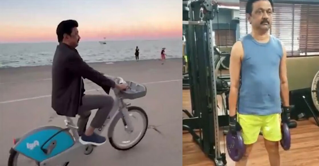 MK Stalin cycling in Chicago. Photo: X/@mkstalin