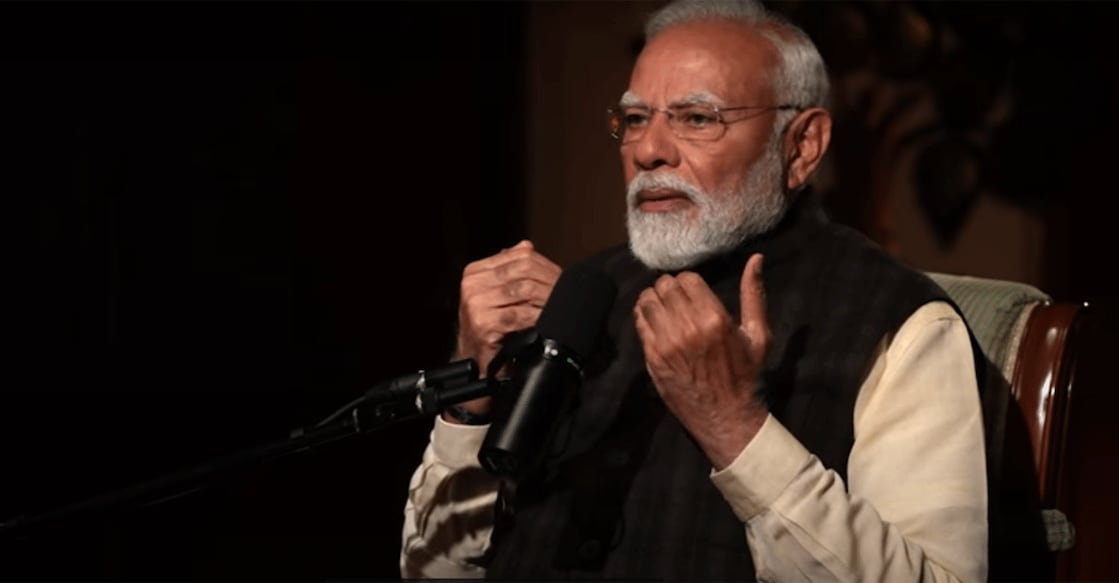 Narendra Modi during the podcast with Lex Fridman. Photo: Screengrab