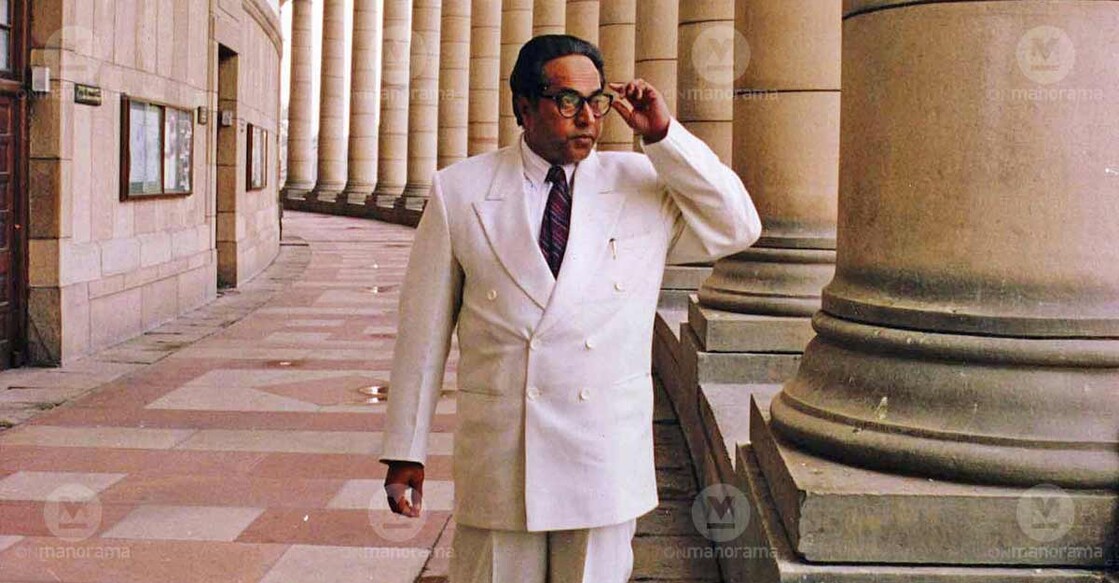 Mammootty in the movie Dr Babasaheb Ambedkar
