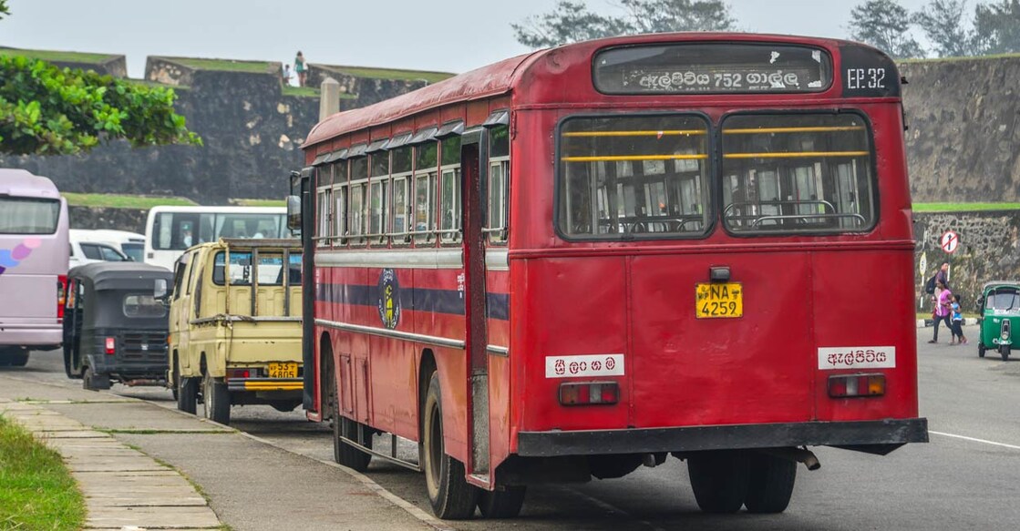 Seeing maroon Sri Lanka Transport Board buses may remind one of red KSRTC buses in Kerala. Photo: Phuong D. Nguyen 